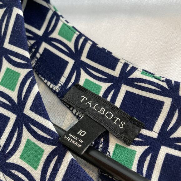 Talbots Women's Green Blue Geometric Ponte Knit Dress Size 10 Old Money Classic - Picture 5 of 11